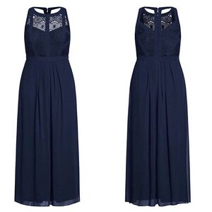 City Chic Paneled Bodice Maxi Dress In French Navy SZ 18 NWT Full Length Wedding
